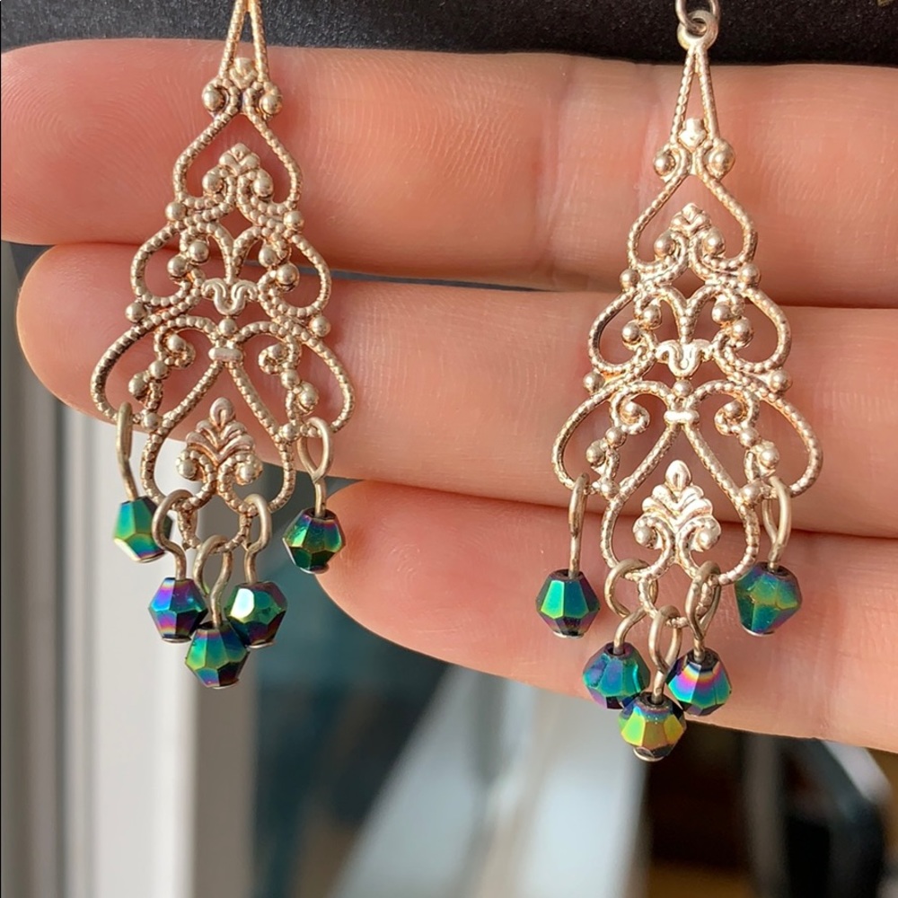 Hand Beaded Chandelier drop crystal earrings